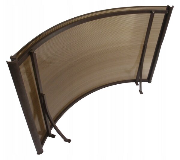 Copertină ARCADA PRO Alu cu jgheab + Policarbonat de ușă 140x90cm marchiză adăpost acoperiș maro-bronz