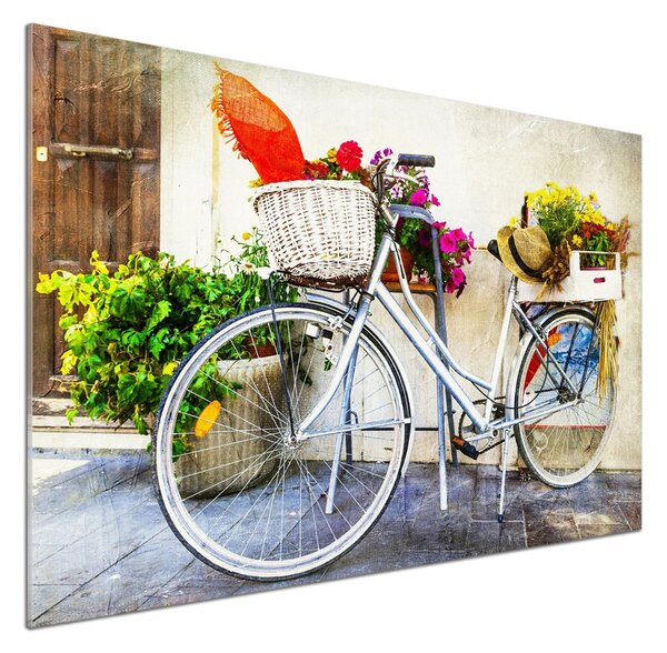 Sticlă pentru bucătărie bicicletă alb