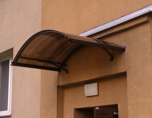 Copertină ARCADA PRO Alu cu jgheab + Policarbonat de ușă 140x90cm marchiză adăpost acoperiș maro-bronz