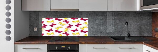 Panou sticlă decorativa bucătărie Fluturi și flori