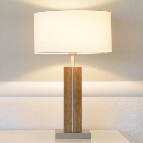 HerzBlut Dana lampă masă, stejar uns H=56 cm, Lemn, Camera de zi / sufragerie, Lemn, Modern