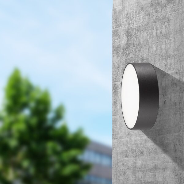 CMD LED lumină de exterior 9026, Ø 25 cm, Negru, Metal, Modern, Plafon rotund direct