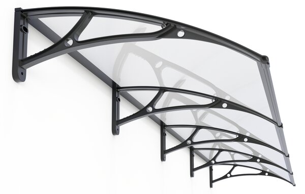 Copertină PRO Alu+Plexiglas de ușă 400x80cm marchiză adăpost acoperiș negru-transparent