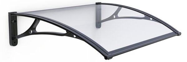 Copertină PRO Alu+Plexiglas de ușă 150x80cm marchiză adăpost acoperiș negru-transparent