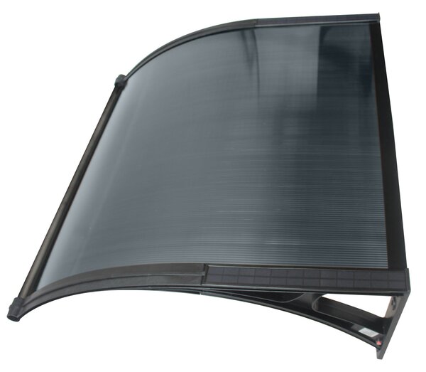Copertină PREMIUM LUMI cu senzor de lumină și panou solar pentru ușă, 120x100 cm marchiză acoperiș adăpost, negru-antracit