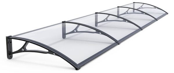 Copertină PRO Alu+Plexiglas de ușă 400x80cm marchiză adăpost acoperiș negru-transparent