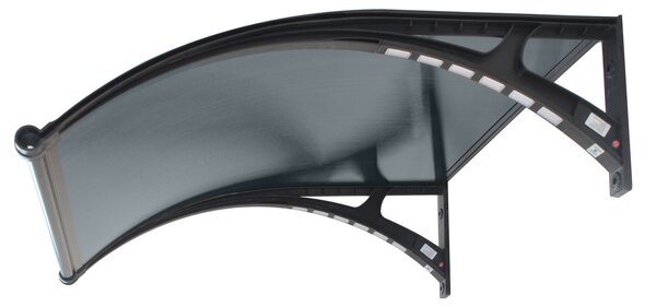Copertină PREMIUM LUMI cu senzor de lumină și panou solar pentru ușă, 200x100 cm marchiză acoperiș adăpost, negru-antracit