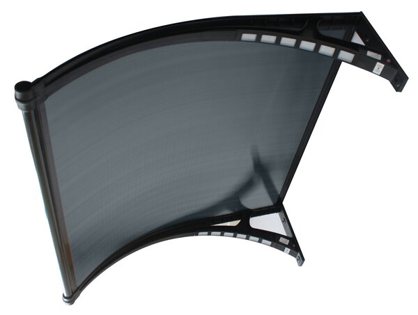 Copertină PREMIUM LUMI cu senzor de lumină și panou solar pentru ușă, 120x100 cm marchiză acoperiș adăpost, negru-antracit