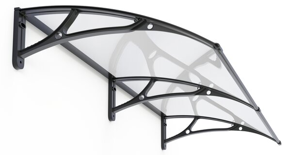 Copertină PRO Alu+Plexiglas de ușă 240x80cm marchiză adăpost acoperiș negru-transparent