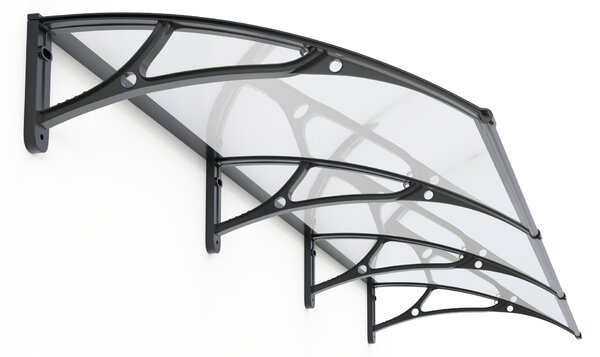 Copertină PRO Alu+Plexiglas de ușă 360x100cm marchiză adăpost acoperiș negru-transparent