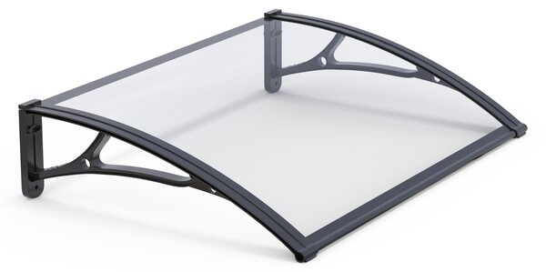 Copertină PRO Alu+Plexiglas de ușă 150x80cm marchiză adăpost acoperiș negru-transparent