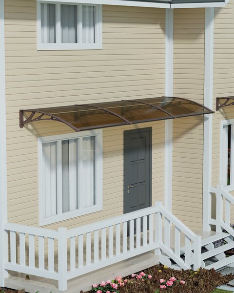 Copertină ECO de ușă 300×80cm marchiză adăpost acoperiș maro-bronz