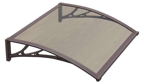 Copertină PREMIUM de ușă 40x60cm / marchiză / adăpost / acoperiș - brațe maro - placă 6mm întreagă bronz