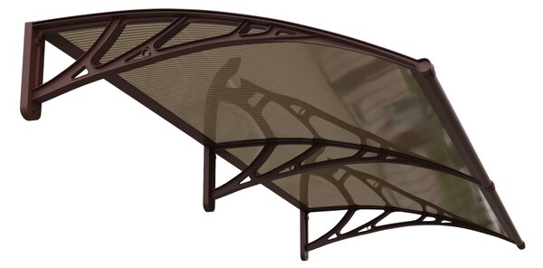 Copertină PREMIUM de ușă 200x80cm / marchiză / adăpost / acoperiș - brațe maro - placă 6mm întreagă bronz