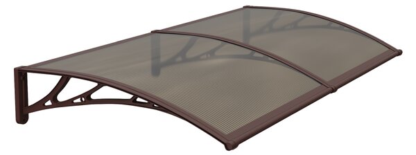 Copertină PREMIUM de ușă 200x80cm / marchiză / adăpost / acoperiș - brațe maro - placă 6mm întreagă bronz