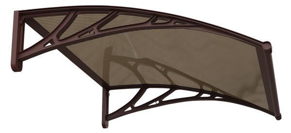 Copertină PREMIUM de ușă 40x60cm / marchiză / adăpost / acoperiș - brațe maro - placă 6mm întreagă bronz