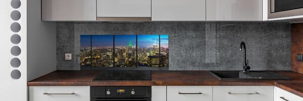 Panou sticlă decorativa bucătărie New York pe timp de noapte