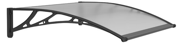 Copertină PREMIUM de ușă 60x60cm / marchiză / adăpost / acoperiș - brațe negre - placă 6mm întreagă transparent