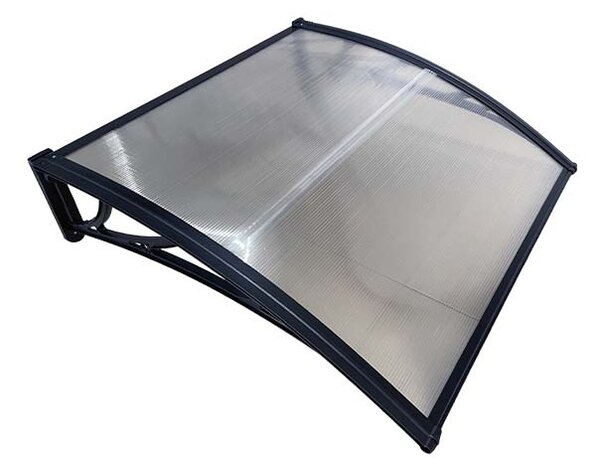 Copertină ECO de ușă 80x80cm marchiză adăpost acoperiș negru-transparent