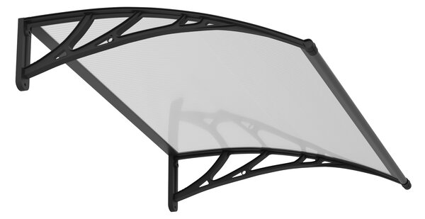 Copertină PREMIUM de ușă 60x60cm / marchiză / adăpost / acoperiș - brațe negre - placă 6mm întreagă transparent