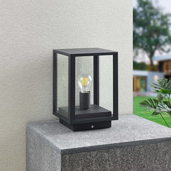 Lindby Giavanna lampă cu soclu, 29 cm, antracit, IP44, E27, reglabil, Negru, Sticlă, Modern