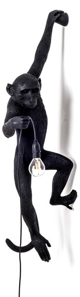 SELETTI Aplică LED exterior Monkey Lamp stânga negru, Negru, Plastic, Design