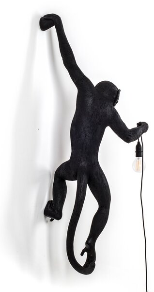 SELETTI Aplică LED exterior Monkey Lamp stânga negru, Negru, Plastic, Design