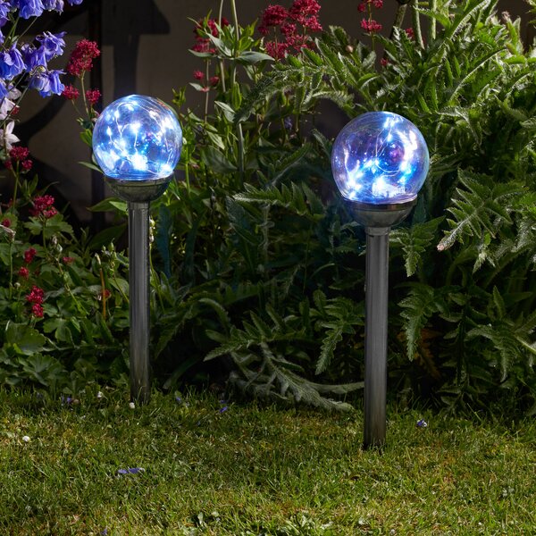 SMART GARDEN Lampa solară LED cu țăruș Firefly Opal, set de 4, IP44, Negru, Metal, Modern, Spot de exterior / vârf de pământ