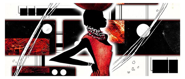 Tablou picuturii cu damă străveche (120x50 cm)