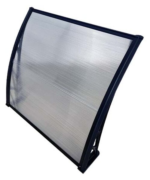 Copertină ECO de ușă 80x80cm marchiză adăpost acoperiș negru-transparent