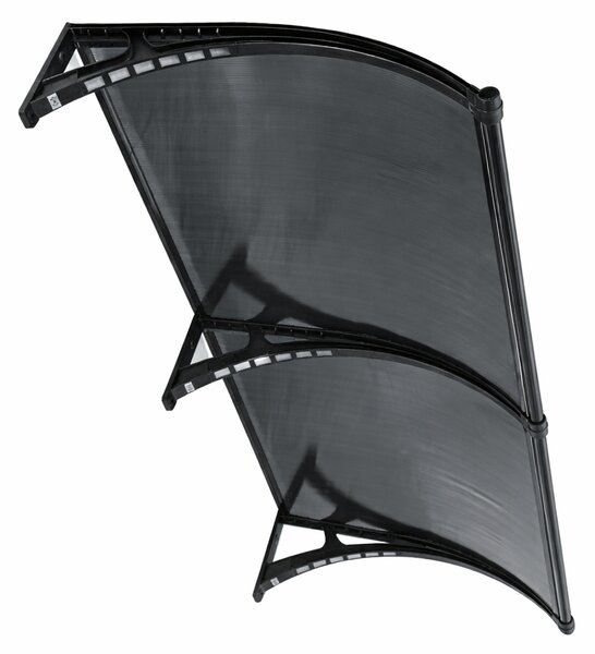 Copertină PREMIUM LUMI cu senzor de lumină și panou solar pentru ușă, 200x100 cm marchiză acoperiș adăpost, negru-antracit