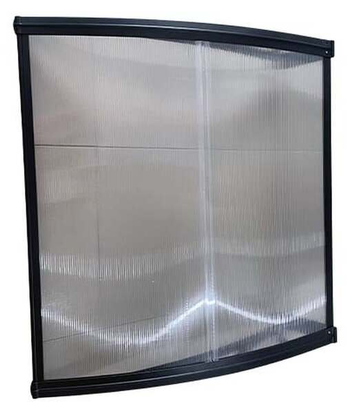 Copertină ECO de ușă 80x80cm marchiză adăpost acoperiș negru-transparent
