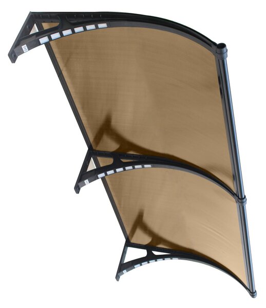 Copertină PREMIUM LUMI cu senzor de lumină și panou solar pentru ușă, 200x100 cm marchiză acoperiș adăpost, negru-bronz
