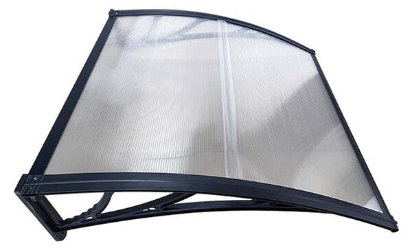 Copertină ECO de ușă 80x80cm marchiză adăpost acoperiș negru-transparent