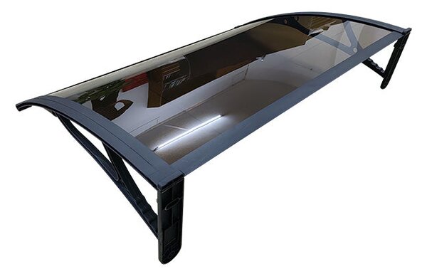 Copertină PRO Alu+Plexiglas de ușă 100x100cm marchiză adăpost acoperiș negru-bronz