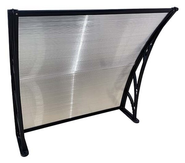 Copertină ECO de ușă 80x80cm marchiză adăpost acoperiș negru-transparent