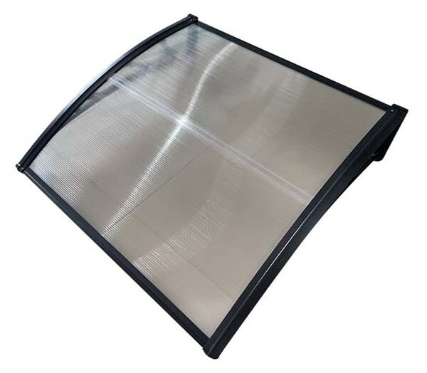 Copertină ECO de ușă 80x80cm marchiză adăpost acoperiș negru-transparent