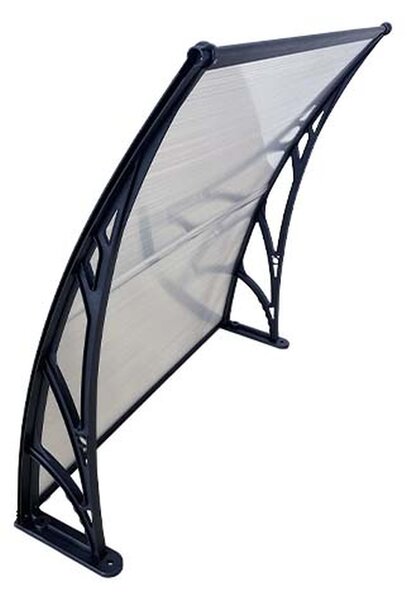 Copertină ECO de ușă 80x80cm marchiză adăpost acoperiș negru-transparent