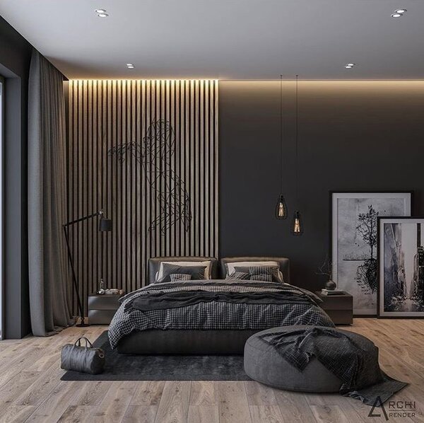 Riflaj MDF decorativ 2HOME de tip Panou Acustic, Gri, 270×60 cm