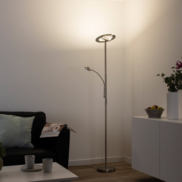 LOLA Smart Lampa LED LOLAsmart Rocco cu braț de citit, reglabil, Gri, Camera de zi / sufragerie, Metal, Modern, Proiector vertical