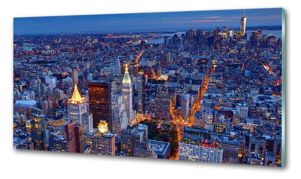 Panou sticlă decorativa bucătărie Manhattan pe timp de noapte