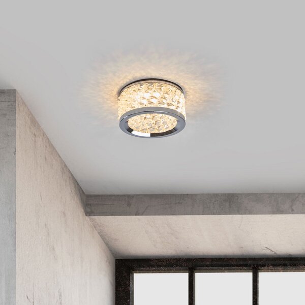 ORION Lampă încastrată cu cristale Iwen crom, reglabil, Metalic, Camera de zi / sufragerie, Metal, Modern, Corpuri de iluminat încastrate rotunde