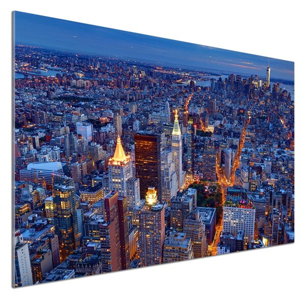 Panou sticlă decorativa bucătărie Manhattan pe timp de noapte