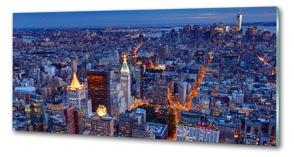 Panou sticlă decorativa bucătărie Manhattan pe timp de noapte