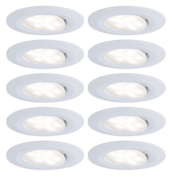 Paulmann Calla alb, dimabil și cu braț orientabil, 4.000 K, 9 cm, set de 10, reglabil, Alb, Baie, Plastic, Modern, Plafon încastrat