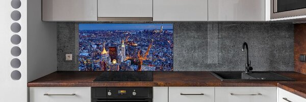 Panou sticlă decorativa bucătărie Manhattan pe timp de noapte