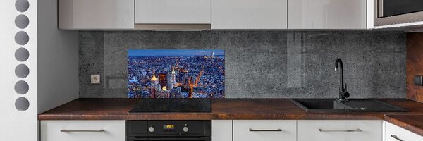 Panou sticlă decorativa bucătărie Manhattan pe timp de noapte