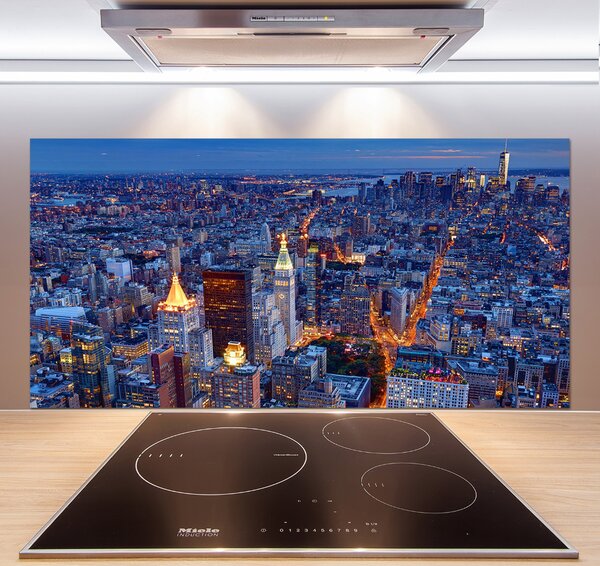 Panou sticlă decorativa bucătărie Manhattan pe timp de noapte