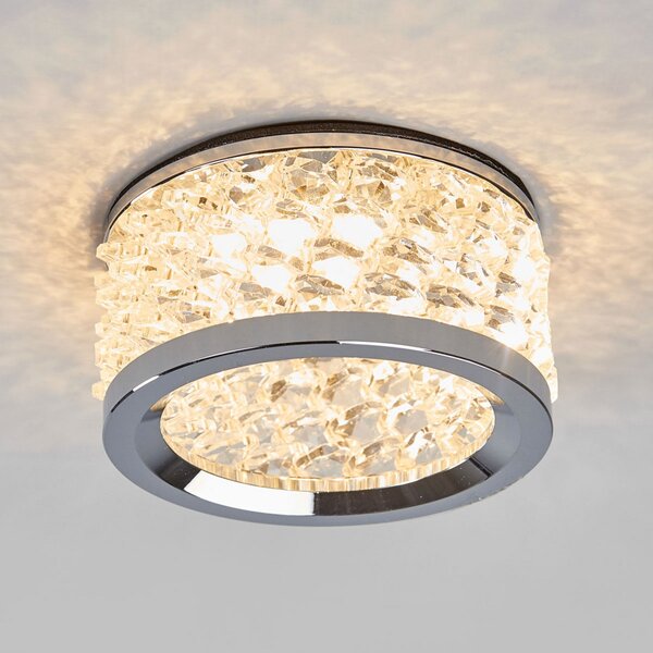 ORION Lampă încastrată cu cristale Iwen crom, reglabil, Metalic, Camera de zi / sufragerie, Metal, Modern, Corpuri de iluminat încastrate rotunde