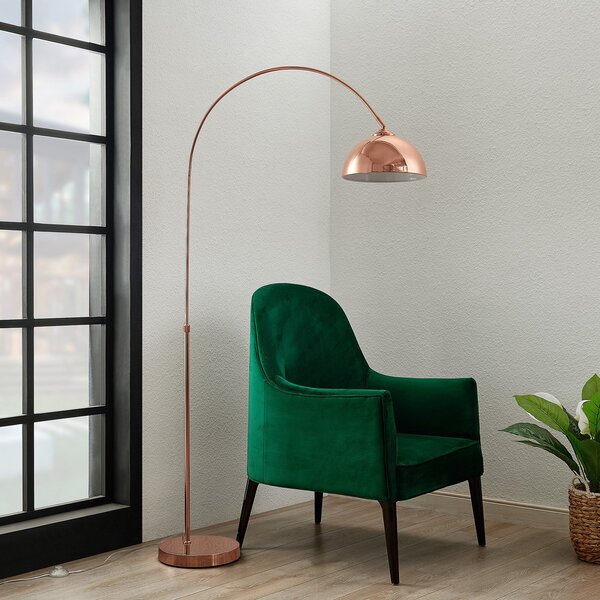 Lindby Lampă cu arc Lennart, cupru, reglabilă pe înălțime, E27, Cupru, Camera de zi / sufragerie, Metal, Modern